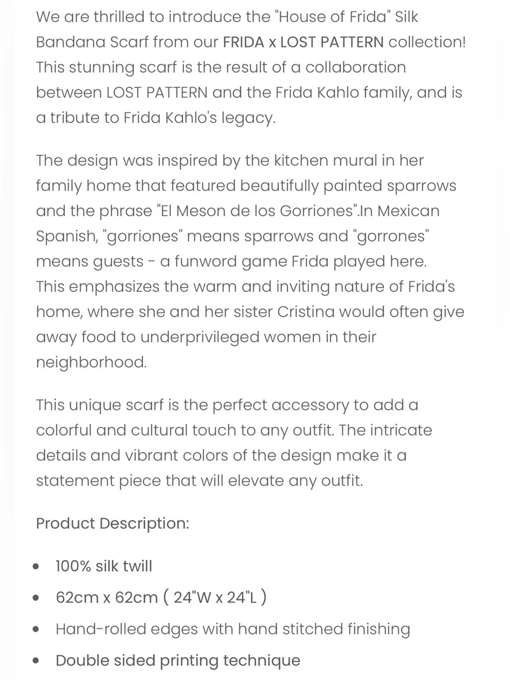 FRIDA LOST PATTERN 
